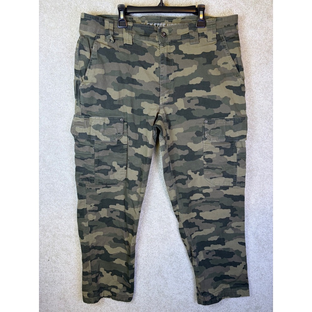Duluth Trading Co Flex Fire Hose Cargo Pants Mens 36x30 Green Camo Standard Fit